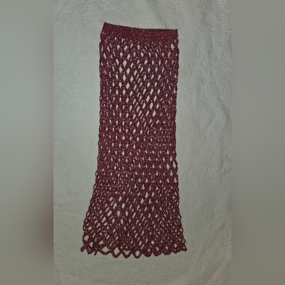 Cult Gaia Pink Crochet Midi Skirt - Picture 2 of 6